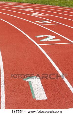numbers in a row to mark the lanes on a running track View Large Photo Image Picture - numbers in a row to mark the lanes on a running track. Fotosearch