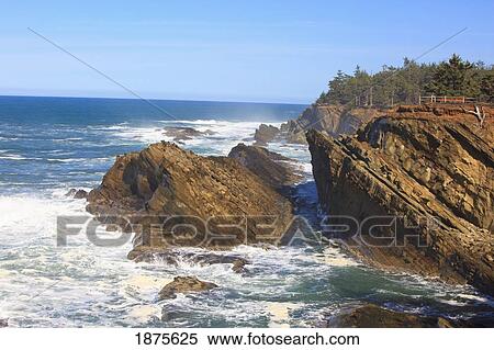 Stock Photography - oregon, united states of america; rock formations at shore acres state park along the coast of the pacific ocean. Fotosearch
