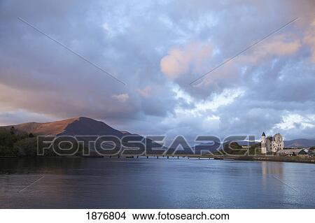 Caherciveen, County Kerry, Ireland; The Old Barracks Along The Water In The Evening View Large Photo Image Picture - Caherciveen, County Kerry, Ireland; The Old Barracks Along The Water In The Evening. Fotosearch