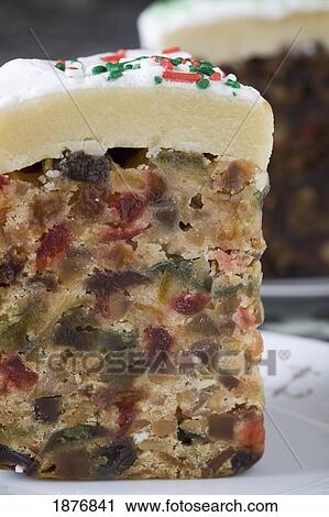 Stock Image - Calgary, Alberta, Canada; Light And Dark Christmas Cake On A Plate. Fotosearch