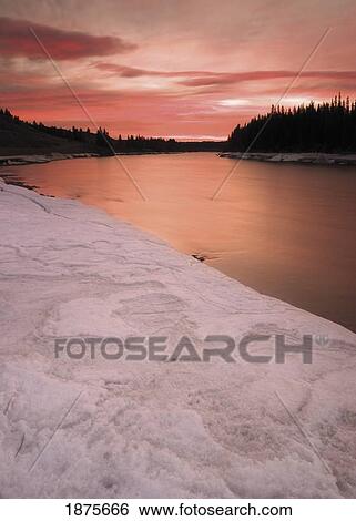 Cochrane, Alberta, Canada; Sunrise On The Bow River In Winter View Large Photo Image Stock Photograph - Cochrane, Alberta, Canada; Sunrise On The Bow River In Winter. Fotosearch