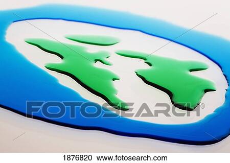 Stock Image - Globe And Continents Displayed With Colored Water. Fotosearch