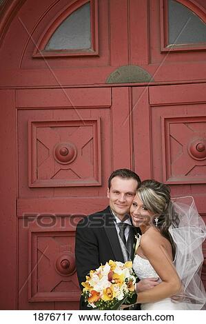 Stock Photo - Hamilton, Ontario, Canada; A Bride And Groom. Fotosearch
