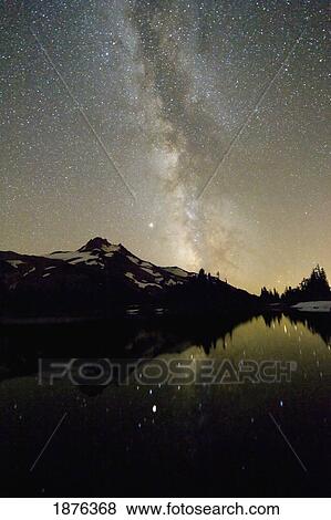 Oregon, United States Of America; Milky Way Over Mt. Jefferson View Large Photo Image Stock Photo - Oregon, United States Of America; Milky Way Over Mt. Jefferson. Fotosearch
