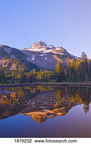 Oregon, United States Of America; Mt. Jefferson Reflected In A Lake In Jefferson Park View Large Photo Image Stock Image - Oregon, United States Of America; Mt. Jefferson Reflected In A Lake In Jefferson Park. Fotosearch