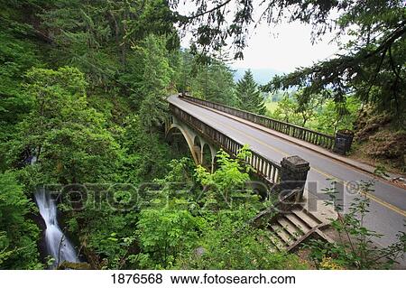 Stock Photo - Oregon, United States Of America; Old Scenic Highway In The Columbia River Gorge National Scenic Area. Fotosearch