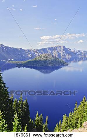 Oregon, United States Of America; Crater Lake And Wizard Island View Large Photo Image Stock Image - Oregon, United States Of America; Crater Lake And Wizard Island. Fotosearch
