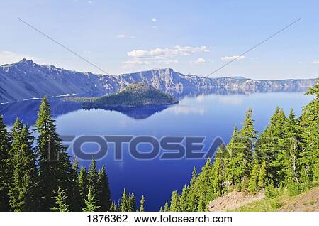 Stock Image - Oregon, United States Of America; Crater Lake And Wizard Island. Fotosearch