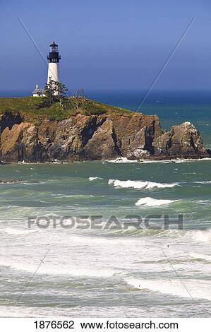 Stock Image - Oregon, United States Of America; Yaquina Head Lighthouse On The Oregon Coast. Fotosearch
