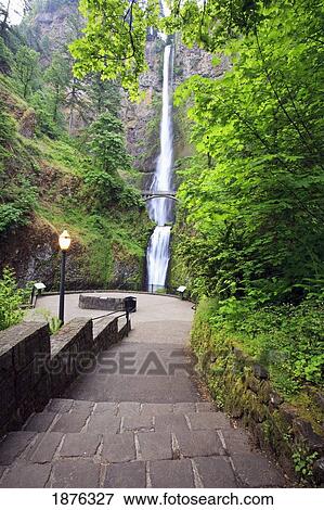 Oregon, United States Of America; Multnomah Falls In Columbia River Gorge National Scenic Area View Large Photo Image Stock Photo - Oregon, United States Of America; Multnomah Falls In Columbia River Gorge National Scenic Area. Fotosearch