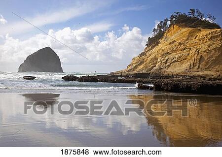 Stock Photo - Pacific City, Oregon, United States Of America; Haystack Rock At Cape Kiwanda. Fotosearch