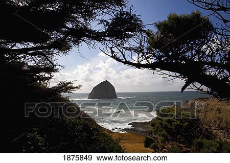 Pacific City, Oregon, United States Of America; Haystack Rock At Cape Kiwanda View Large Photo Image Stock Photo - Pacific City, Oregon, United States Of America; Haystack Rock At Cape Kiwanda. Fotosearch