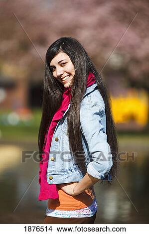 Portland, Oregon, United States Of America; A Teenage Girl Poses In Portland Park View Large Photo Image Picture - Portland, Oregon, United States Of America; A Teenage Girl Poses In Portland Park. Fotosearch