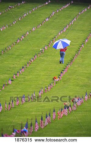 Portland, Oregon, United States Of America; A Person Walking Through The Military War Memorial In Willamette National Cemetery View Large Photo Image Stock Photography - Portland, Oregon, United States Of America; A Person Walking Through The Military War Memorial In Willamette National Cemetery. Fotosearch