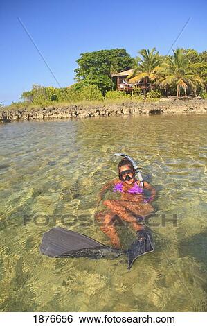 Roatan, Bay Islands, Honduras; A Young Woman Snorkeling At Anthony's Key Resort View Large Photo Image Stock Photograph - Roatan, Bay Islands, Honduras; A Young Woman Snorkeling At Anthony's Key Resort. Fotosearch