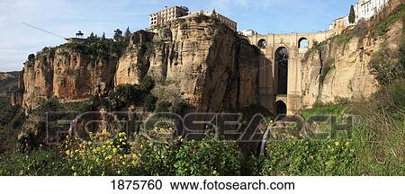 Stock Image - Ronda, Malaga, Andalusia, Spain; The Bridge Of Ronda. Fotosearch