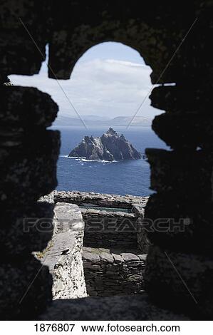 Skellig Michael, County Kerry, Ireland; Skellig Beag Seen Through A Window Of A Ruined Church View Large Photo Image Stock Photo - Skellig Michael, County Kerry, Ireland; Skellig Beag Seen Through A Window Of A Ruined Church. Fotosearch