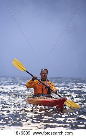 Stock Photo - Snoqualimie, Washington, United States Of America; A Man Kayaking Near Snoqualmie Falls. Fotosearch