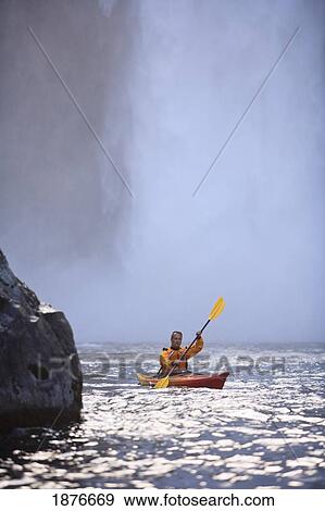 Washington, United States Of America; A Man Kayaking Near Snoqualmie Falls View Large Photo Image Stock Photo - Washington, United States Of America; A Man Kayaking Near Snoqualmie Falls. Fotosearch