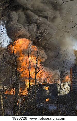 A Barn Burning Quebec City Quebec Canada Stock Photograph