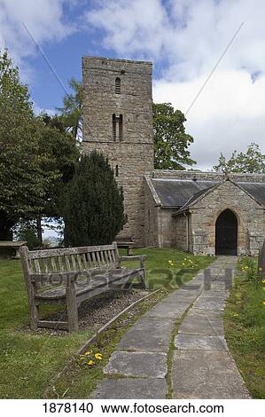 a bench along a path leading to a stone building; northumberland, england View Large Photo Image Stock Image - a bench along a path leading to a stone building; northumberland, england. Fotosearch