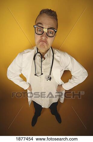 Picture - a funny doctor with a frown; edmonton, alberta, canada. Fotosearch