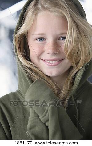 a girl wearing a green sweater with a hood View Large Photo Image Stock Image - a girl wearing a green sweater with a hood. Fotosearch