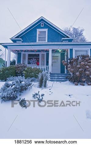 a house in winter; portland, oregon, united states of america View Large Photo Image Stock Photograph - a house in winter; portland, oregon, united states of america. Fotosearch