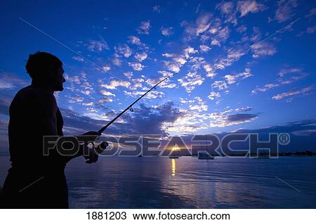 Stock Image - a man fishing; belize. Fotosearch