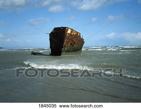 Baltray, Co Louth, Ireland; Shipwreck On The Beach View Large Photo Image Stock Photography - Baltray, Co Louth, Ireland; Shipwreck On The Beach. Fotosearch