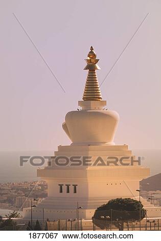 Stock Photo - benalmadena pueblo, malaga, andalusia, spain; the buddhist enlightenment stupa in costa del sol. Fotosearch