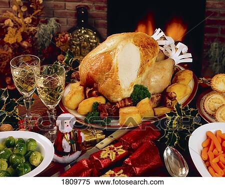 Christmas Turkey Dinner With Wine View Large Photo Image Stock Photography - Christmas Turkey Dinner With Wine. Fotosearch