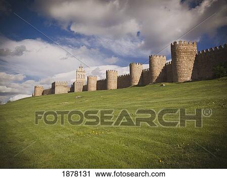 Stock Image - city walls; avila, avila province, spain. Fotosearch