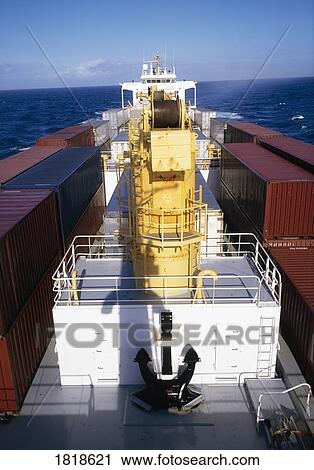 Stock Image - Container Ship At Sea. Fotosearch