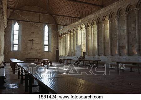 dining hall at mont saint-michel; normandy, france View Large Photo Image Picture - dining hall at mont saint-michel; normandy, france. Fotosearch