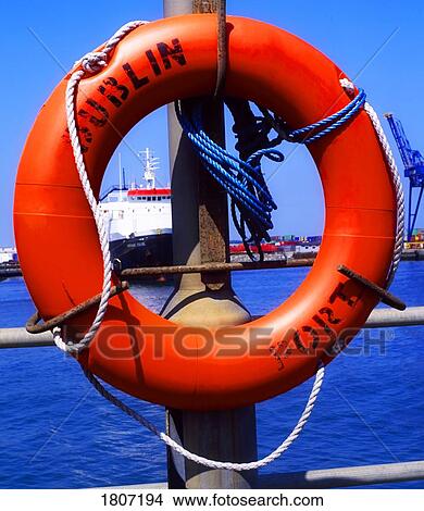 Picture - Dublin, Co Dublin, Ireland, Irish Docks, Dublin Port, Lifebelt. Fotosearch