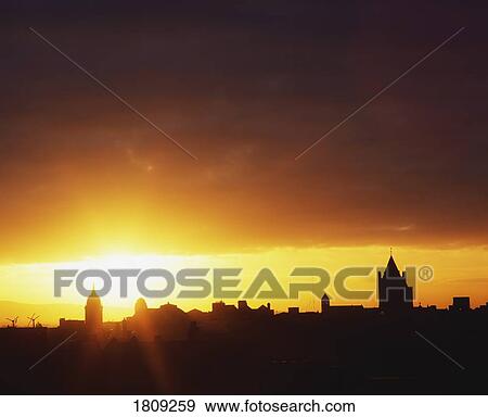Dublin, Co Dublin, Ireland, Skyline At Sunset View Large Photo Image Stock Photo - Dublin, Co Dublin, Ireland, Skyline At Sunset. Fotosearch