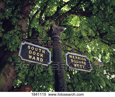 Stock Photography - Dublin Details, Detail Of Old Signs, Merrion Square. Fotosearch
