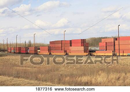 edmonton, alberta, canada; cargo containers on railway cars View Large Photo Image Stock Photograph - edmonton, alberta, canada; cargo containers on railway cars. Fotosearch