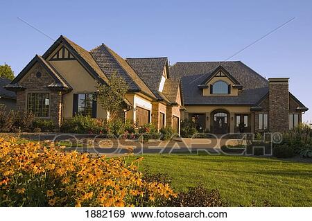 Stock Photo - estate home; st. albert, alberta, canada. Fotosearch