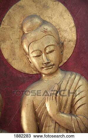 Stock Image - gold carving in doi kham buddhist temple; chiang mia, thailand. Fotosearch