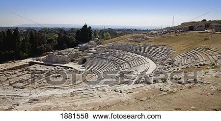 Stock Photo - greek amphitheatre; syracuse, sicily, italy. Fotosearch