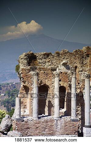 Stock Photo - greek amphitheatre; taormino, sicily, italy. Fotosearch