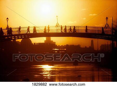 Ha'penny Bridge, River Liffey, Dublin, Co Dublin, Ireland View Large Photo Image Stock Image - Ha'penny Bridge, River Liffey, Dublin, Co Dublin, Ireland. Fotosearch