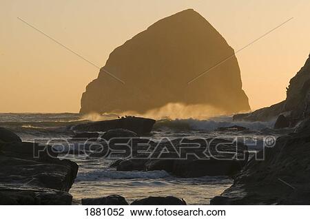 haystack rock at cape kiwanda; pacific city, oregon, united states of america View Large Photo Image Stock Image - haystack rock at cape kiwanda; pacific city, oregon, united states of america. Fotosearch
