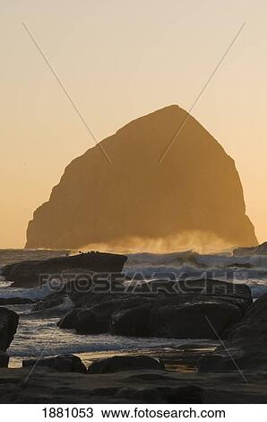 haystack rock at cape kiwanda; pacific city, oregon, united states of america View Large Photo Image Stock Image - haystack rock at cape kiwanda; pacific city, oregon, united states of america. Fotosearch