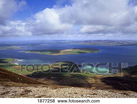 hor, orkney, northern isles, scotland; looking down over burra sound, graemsay and orkney mainland from ward hill on the island of hoy View Large Photo Image Stock Photo - hor, orkney, northern isles, scotland; looking down over burra sound, graemsay and orkney mainland from ward hill on the island of hoy. Fotosearch