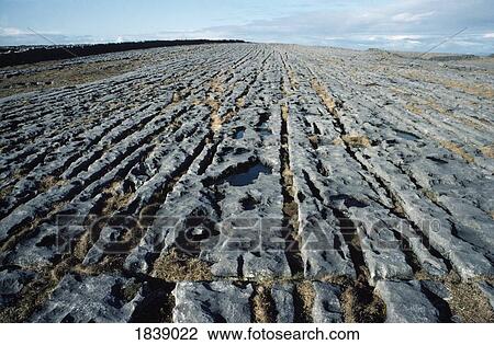 Stock Image - Inishmaan, Aran Islands, Co Galway, Ireland; Limestone Pavements. Fotosearch