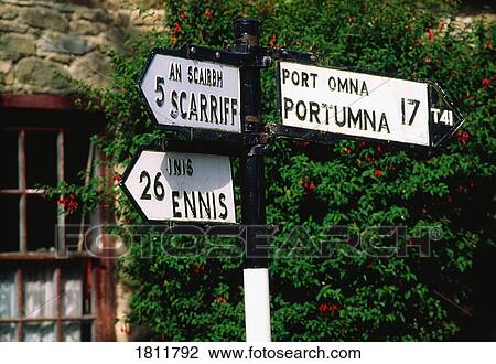 Ireland, Directional Signs View Large Photo Image Stock Image - Ireland, Directional Signs. Fotosearch