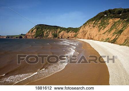 Stock Image - jacob's ladder bay; sidmouth, devon, england. Fotosearch